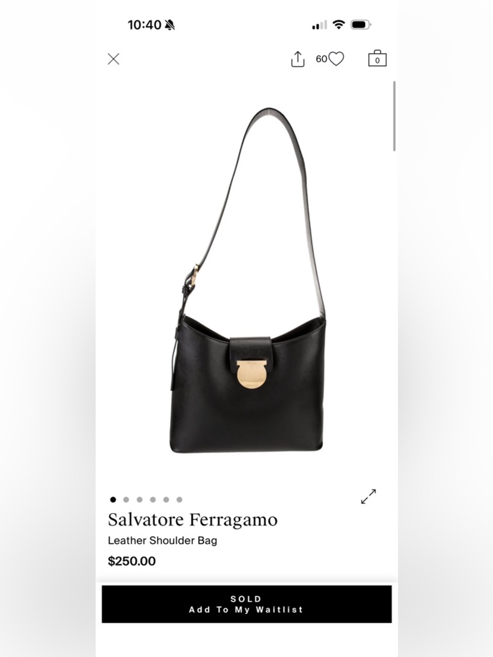 Salvatore Ferragamo Black Leather Shoulder Bag